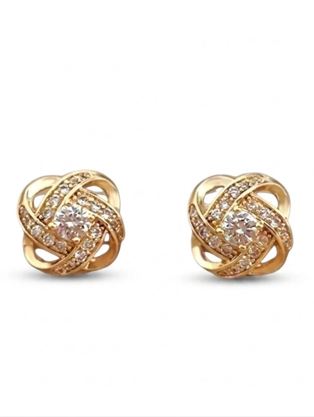Gold Zirconia Knot Earrings